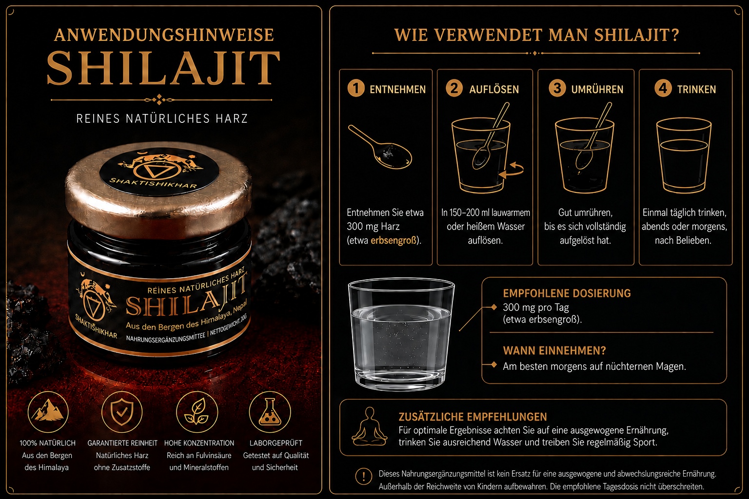 Shilajit Anwendungshinweise