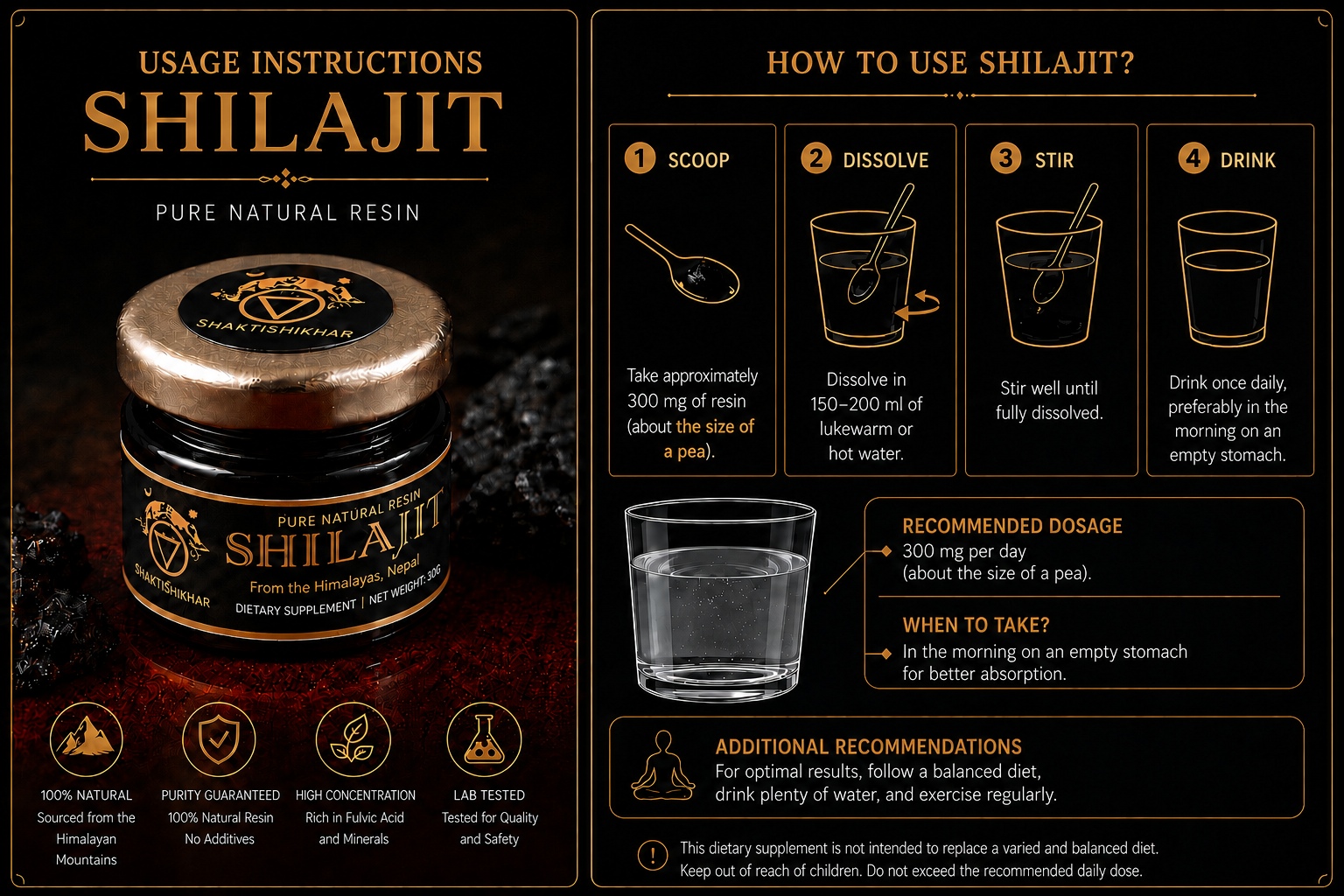 Shilajit usage instructions