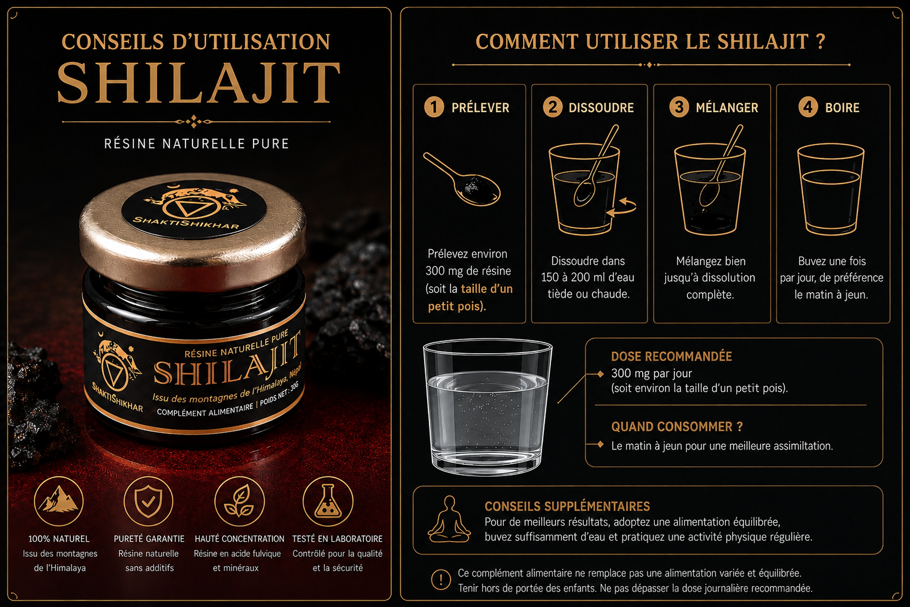 Conseils d'utilisation Shilajit