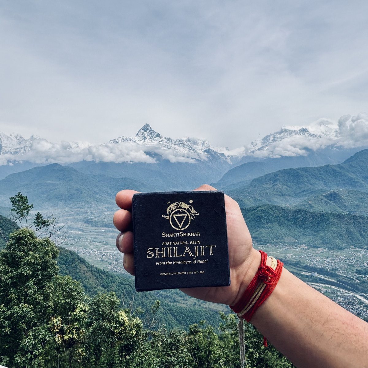 Shilajit Shakti Shikhar devant l'Himalaya, Népal